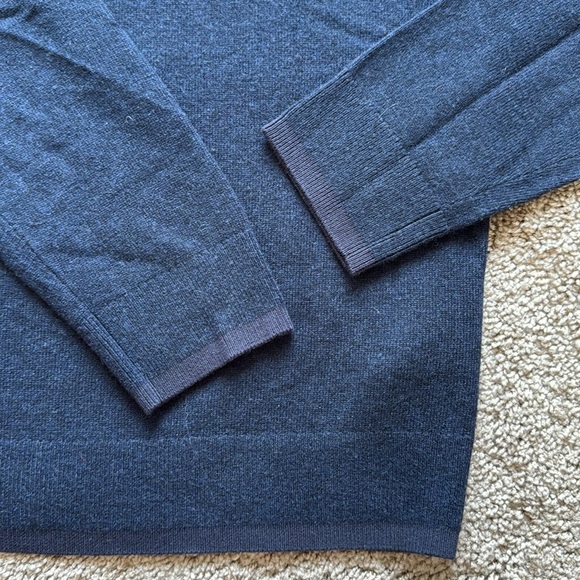 COS Men’s Navy Blue Wool Yak Cotton Blend Crewneck Sweater - Picture 4 of 7